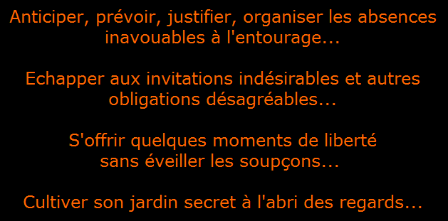 Anticiper, prvoir, justifier, organiser les absences inavouables  l'entourage